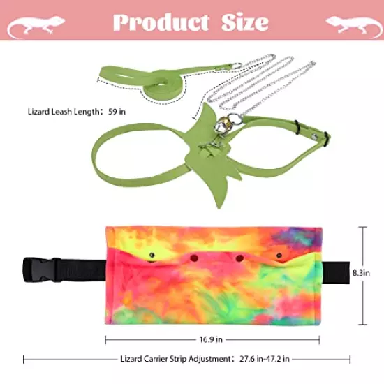 Jetczo Adjustable Lizard Leash,Turtle Lizard Pet Traction Belt Reptile Harness Bearded Dragon Accessories Walking Lead Control Rope (Pink Reptile Carrier)