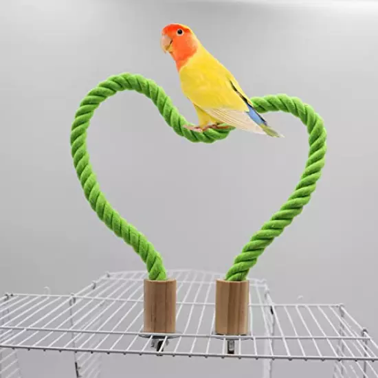 2 Pack Bird Hemp Rope Perch Swing, Bird Cage Stand Pole Accessories, Paw Grinding Standing Climbing Perch for Parrot, Parakeet, Budgies, Lovebirds