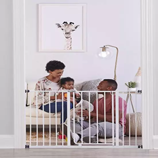 Regalo Easy Open 47-Inch Super Wide Walk Thru Baby Gate, Bonus Kit, Includes 4-Inch and 12-Inch Extension Kit, 4 Pack Pressure Mount Kit and 4 Wall Cups and Mounting Kit , 11 Count (Pack of 1)