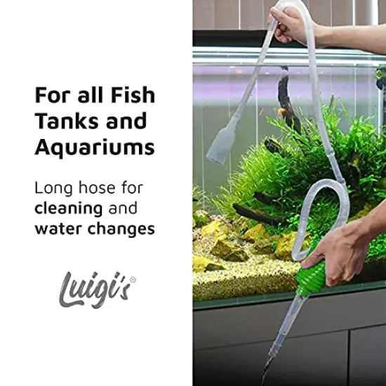 Luigi's Aquarium & Fish Tank Siphon and Gravel Cleaner - A Hand Fish Tank Cleaner Syphon Pump to Drain and Replace Your Water in Minutes!