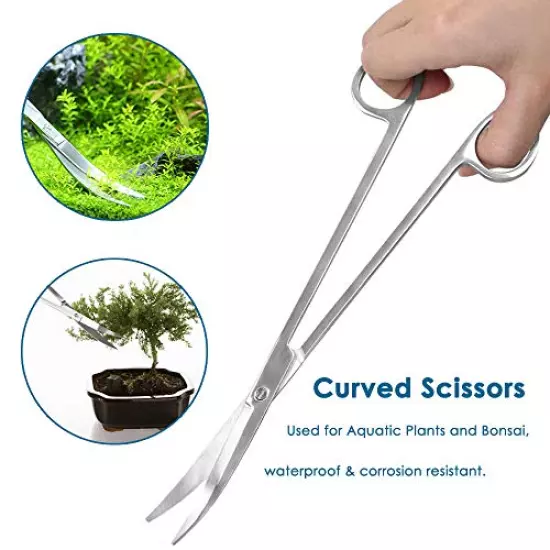 capetsma Aquascape Tools, Long Stainless Steel Aquarium Plant Tools Aquarium Tweezers Scissors Spatula Tool Set Bonsai Kit Algae Scrapers Aquarium Cleaning Kit for Fish Tank Starter kit