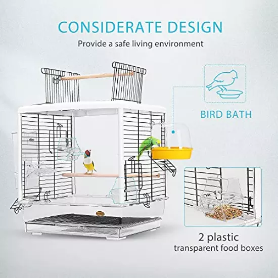 VIVOHOME 19 Inch Acrylic Bird Travel Carrier Cage for Parrots Conures Lovebird Cockatiel Parakeets