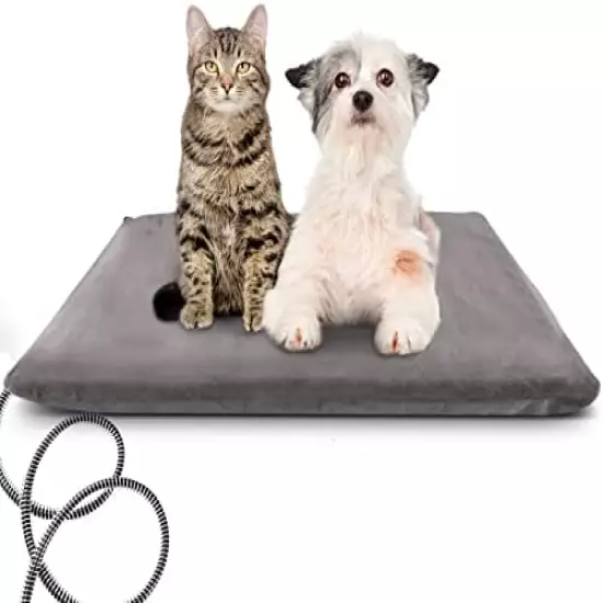 Kiroto Outdoor Heating Pad For Cats Outside, Electric Cat Heat Pad Pet Heating Pads For Outdoor Cat House, Auto Temperature 100.4℉~107.6℉, Safe Waterproof Pet Bed Pad Gray