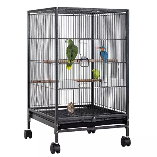 BestPet 35 inch 53 inch Wrought Iron Bird Cage with Play Open Top and Rolling Stand,Large Parrot Cage Bird Cages for Parakeets,Cockatiel, Canary, Finch, Lovebird, Parrotlet,Pigeons