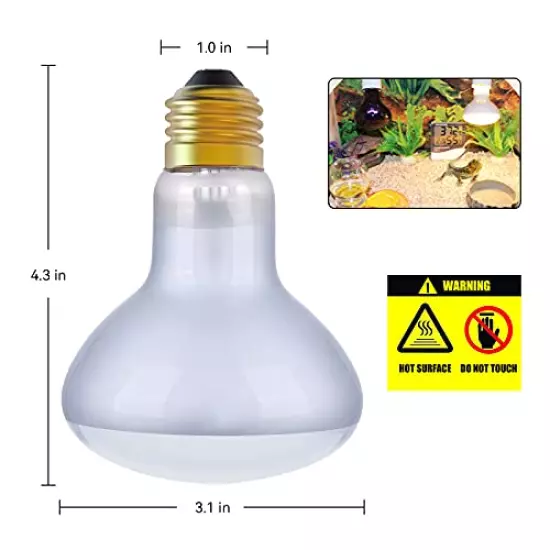 SMART EGG Reptile Heat Lamp Bulb Light, UVA Basking Spot Daylight Heat Lamp 2 Pack For Lizard Tortoise Bearded Dragon Hedgehogs Amphibians Ceramic Heat Bulb