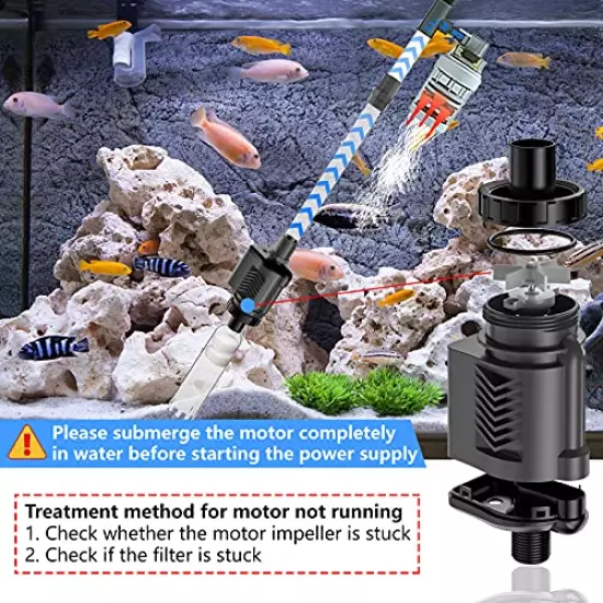 HiTauing Electric Aquarium Gravel Cleaner, 317GPH DC 24V/24W Automatic Fish Tank Cleaning Tool Set Removable Vacuum Water Changer Sand Washer Filter Changer