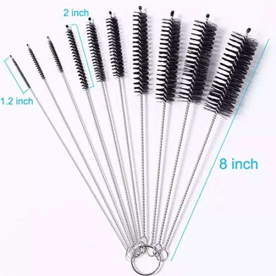 Aquarium Filter Brush Set, Flexible Double Ended Bristles Hose Pipe Cleaner with Stainless Steel Long Tube Cleaning Brush and 10 Pcs Different Sizes Bristles Brushes for Fish Tank or Home Kitchen