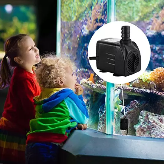 CWKJ Fountain Pump, 400GPH Submersible Water Pump, Durable 25W Outdoor Fountain Water Pump with 6.5ft Power Cord, 3 Nozzles for Aquarium, Pond, Fish Tank, Water Pump Hydroponics, Backyard Fountain