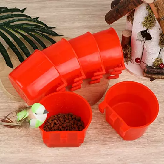 TIANTUTUTEC Bird Feeder Cage Cups Hanging Chicken Water Cups Pet Bowl with Hooks Rabbit Food Dish for Cages Plastic Feeding & Watering Supplies for Pigeon Poultry Roosters Gamefowl Parakeet