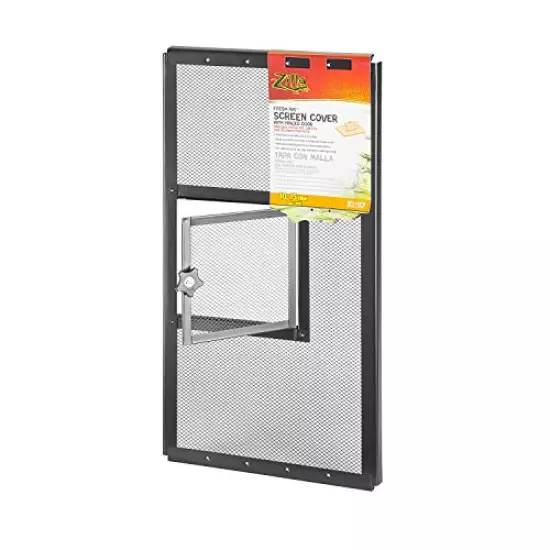 Zilla Fresh AIR Screen Cover With HINGED Door Metal Screen W/Door 20X10 24 Black 20X10 INCH