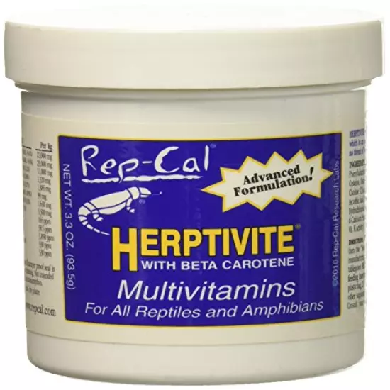 REP-CAL RESEARCH LABS HERPTIVITE Multivitamin For Reptiles And Amphibians (3.3 Oz) Blue Bottle, 1 Pack