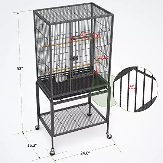 YINTATECH 53-inch Bird Cage for Parakeets Cockatiels Parrot Sun Conure Green-Cheeked Parakeet Lovebird Canary Finch Lovebird Pigeons Parrotlet with Rolling Stand