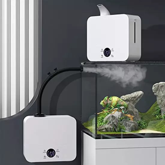 LIZAKI Reptile Humidifiers Intermittent Wall Mount & Desktop Reptile Fogger Smart Vivarium Amphibians Herps Humidifier For Bedroom| 8h Timer| Remote Control| 2.5L Tank Wall-mounted & Tabletop