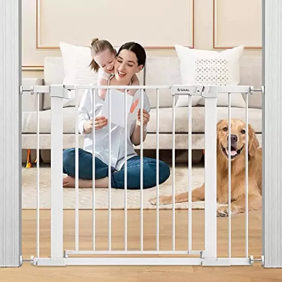 Tokkidas 29.5"-40.6" Auto Close Baby Gate, Extra Wide Child Gate with Door, Easy Walk Thru Dog Gate for Stairs, Doorways, House, Includes 2.75" & 5.5" Extension, Pressure Mounted Kit NO Drilling