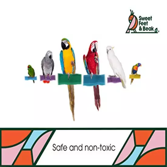 Sweet Feet and Beak Comfort Grip Safety Perch for Bird Cages - Patented Pumice Perch for Birds to Keep Nails and Beaks in Top Condition - Safe Easy to Install Bird Cage Accessories