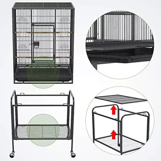 YINTATECH 53-inch Bird Cage for Parakeets Cockatiels Parrot Sun Conure Green-Cheeked Parakeet Lovebird Canary Finch Lovebird Pigeons Parrotlet with Rolling Stand