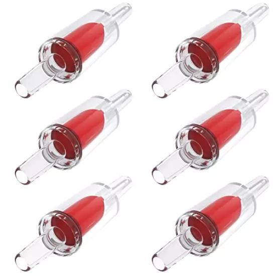 Pawfly 6 PCS Aquarium Check Valves for Common Air Pumps Red Plastic One-Way Non-Return Valves Pump Protectors for Standard 3/16 Inch Airline Tubing Fish Tank Accessories for Aeration Setup