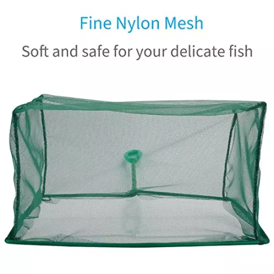 Pawfly 8 Inch Aquarium Fish Net Fine Mesh Fish Catch Nets with 10.5 inch Plastic Handle - Green