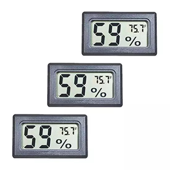 BETAZOOER 3 Pack Mini Reptile Hygrometer Thermometer Digital Indoor Humidity Gauge Monitor With Temperature Meter Sensor Fahrenheit (℉) 3pack