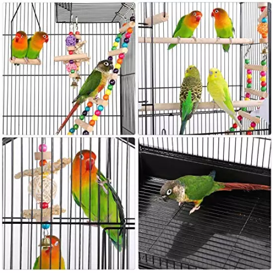 Yaheetech 62.4'' Roof Top Bird Cage Wrought Iron Rolling Parrot Cage for Medium Small Birds Budgies Cockatiels Parakeets