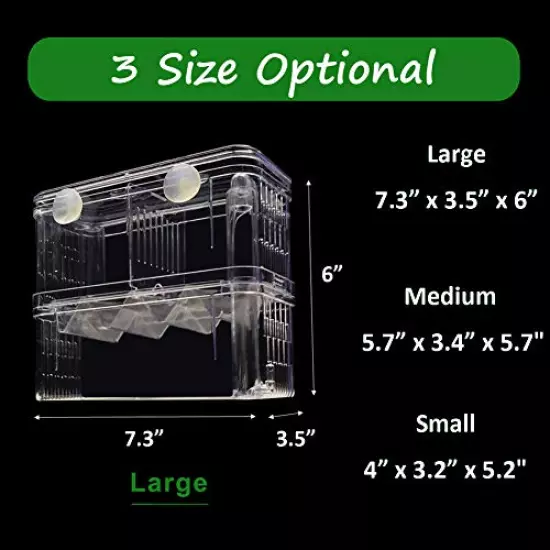 in-Tank Aquarium Breeder Box for Fish Tank, Breeding Incubator for Small Fish Hatchery, Acrylic Divider for Shrimp Clownfish Aggressive Fish Injured Fish, Can Connect Air Pump