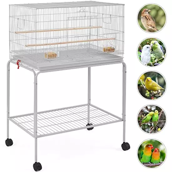 Yaheetech Flight Bird Cages for Parrots Budgies Parakeets Cockatiels Conures Budgies Finches Lovebirds Canaries Breeding Birdcage with Detachable Rolling Stand