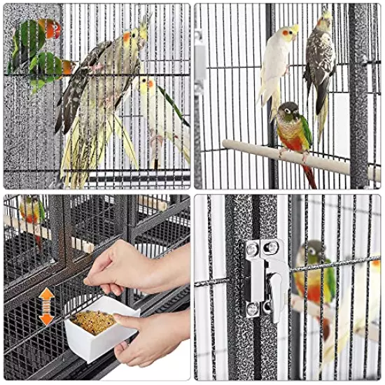 Yaheetech Stackable Bird Cage Divided Breeder Breeding Parakeet Bird Cage for Canaries Cockatiels Lovebirds Finches Budgies Small Parrots, Black