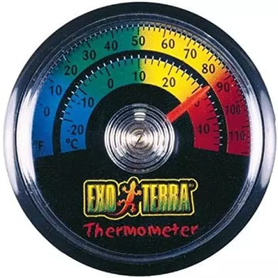 Exo Terra Thermometer For Reptile Terrarium, Celsius And Fahrenheit Thermometer, PT2465 Blacks &amp; Grays