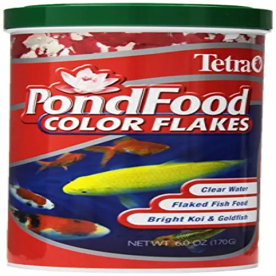 Tetra Pond Food, Flaked Color Fish Food, 6-Ounce, 1-Liter, (77021)