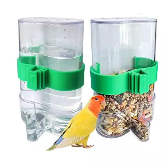 Hamiledyi Parakeet Water Dispenser No Mess Parrot Feeder Parakeet Waterer Cockatiel Cage Accessories,Automatic Feeding for Budgies Finch Canaries Lovebirds(2Pcs)