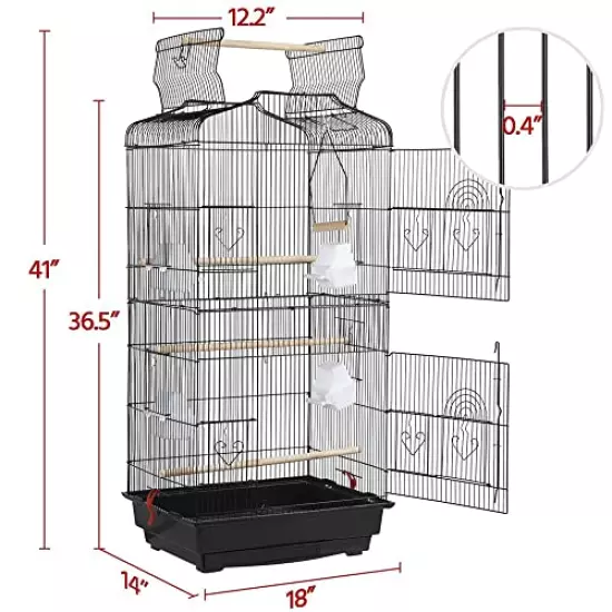 Yaheetech 41" Portable Medium Size Bird Cage for Small Parrots Cockatiels Sun Quaker Parakeets Green Cheek Conures Finches Canary Budgies Lovebirds Travel Bird Cage