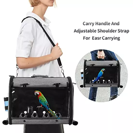 ABONERY Bird Travel Bag Portable Bird Parrot Carrier Transparent Breathable Travel Cage, Lightweight Bird Carrier with Food Bowl and Water Bottle