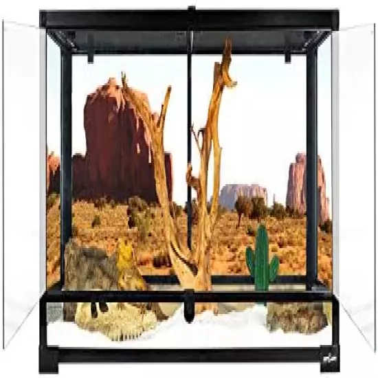 REPTI ZOO Reptile Glass Terrarium,Double Hinge Door With Screen Ventilation Reptile Terrarium 36" X 18" X 18" Or 36" X 18" X 24" Or 24"x18"x36"(Knock-Down)