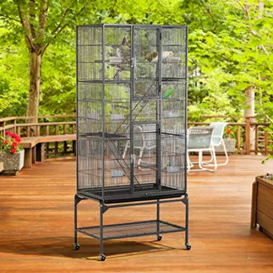 Yaheetech 69In Extra Large Bird Cage Metal Parrot Cage for Mid-Sized Parrots Cockatiels Conures Parakeets Lovebirds Budgie Finch