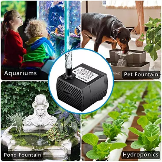 PULACO 95GPH 5W Mini Submersible Water Pump for Aquarium Fish Tank, Pond, Fountain, Hydroponics