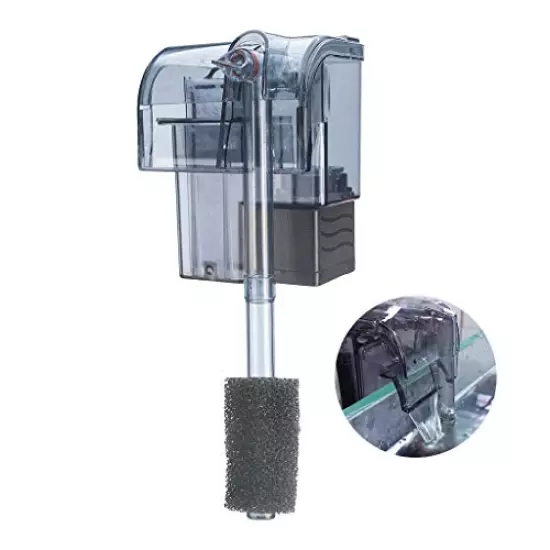 boxtech Aquarium Hang On Filter - Power Waterfall Suspension Oxygen Pump - Submersible Hanging Activated Carbon Biochemical Wall Mounted Fish Tank Filtration Water