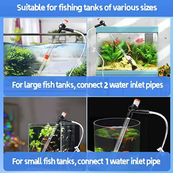 STARROAD-TIM Fish Tank Aquarium Gravel Cleaner Kit Long Nozzle Water Changer for Water Changing and Filter Gravel Cleaning with Air-Pressing Button and Adjustable Water Flow Controller