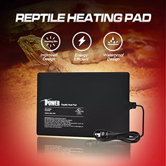 IPower Reptile Heat Pad 4W/8W/16W/24W Under Tank Terrarium Warmer Heating Mat And Digital Thermostat Controller For Turtles Lizards Frogs And Other Small Animals, Multi Sizes