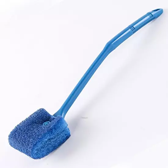 SLSON Aquarium Algae Scraper Double Sided Sponge Brush Cleaner Long Handle Fish Tank Scrubber for Glass Aquariums and Home Kitchen,15.4 inches