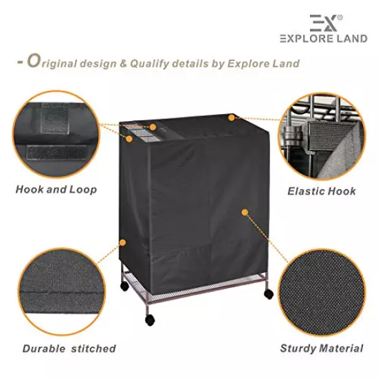 Explore Land Pet Cage Cover with Removable Top Panel - Good Night Cover for Bird Critter Cat Cage to Small Animal Privacy & Comfort