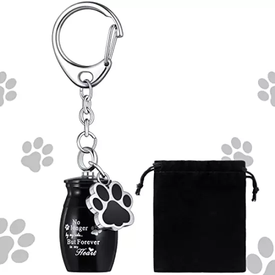 Tudomro Cylinder Cremation Urn Keychain Memorial Ashes Jewelry Pet Urns for Dogs Ashes Pet Cremation Jewelry Dog Ashes Keepsake Stainless Steel Pet Puppy Dog Paw Charm with Storage Bag for Memorial