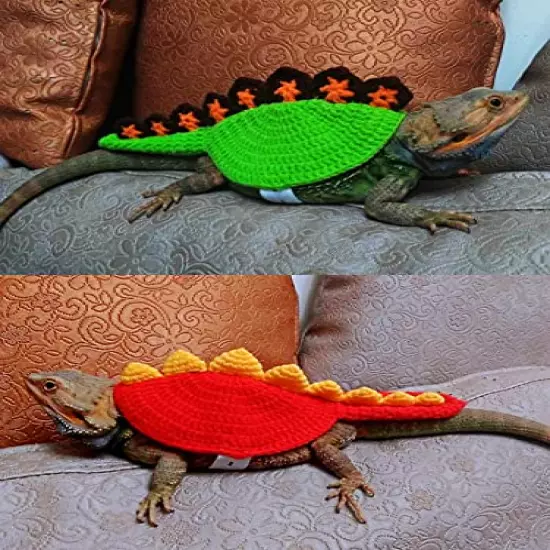 HAICHEN TEC Lizard Sweater for Bearded Dragon - Warm Winter Knitted Dinosaur Costume Handmade Wool Sweater Skin Protection Halloween Party for Lizard Bearded Dragon Crested Gecko Chameleon