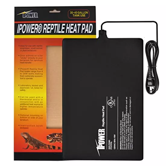 IPower Reptile Heat Pad 4W/8W/16W/24W Under Tank Terrarium Warmer Heating Mat And Digital Thermostat Controller For Turtles Lizards Frogs And Other Small Animals, Multi Sizes