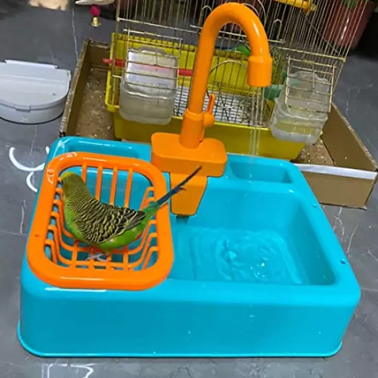 kathson Bird Bathtub Parrot Shower Box Bathing Tub Container Cage Accessory for Small Medium Parakeet Cleaning Supplies