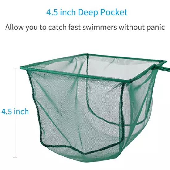 Pawfly 8 Inch Aquarium Fish Net Fine Mesh Fish Catch Nets with 10.5 inch Plastic Handle - Green