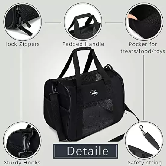 KUKUPAI Pet Bag, Soft Edge Folding Cat and Dog Carrier, Pet Travel Bag. Suitable for Large and Medium-Sized Cats, Small and Medium-Sized Dogs., black, One Size