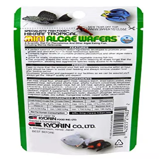 Hikari Tropical Mini Algae Wafers Fish Food