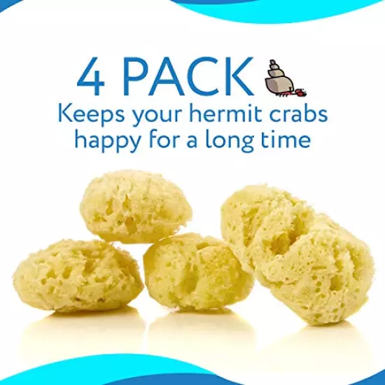 Evergreen Pet Supplies 4-Pack of Natural Hermit Crab Sea Sponges - All Natural Sponge for Crabs - Assists Safer Drinking, Provides Nutrients, Balances Tank Humidity