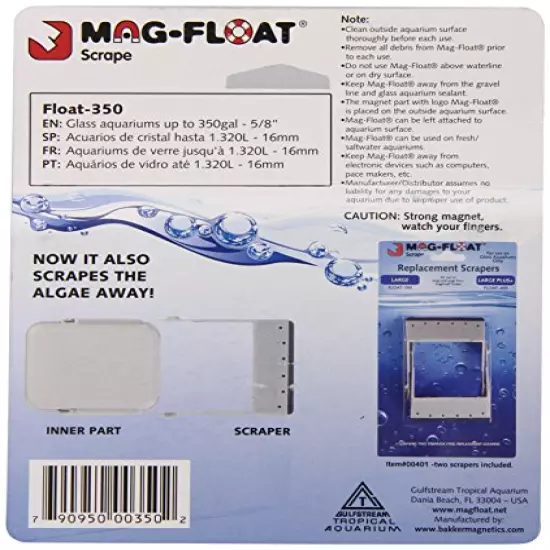 Gulfstream Tropical AGU350LG Mag-Float Glass Aquarium Cleaner, Large