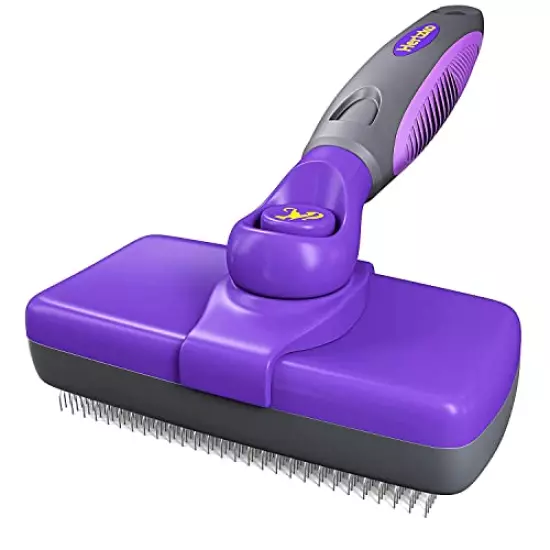 Hertzko Self-Cleaning Slicker Brush For Dogs, Cats - The Ultimate Dog Brush For Shedding Hair, Fur - Comb For Grooming Long Haired & Short Haired Dogs, Cats, Rabbits & More, Deshedding Tool, Cat Brush